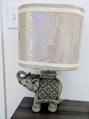 Elephant Table Lamp with Beige Shade - Home Accents